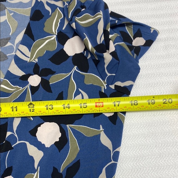 Banana Republic Dress Midi Floral Wrap Abstract Blue Green Black Floral Medium - Picture 10 of 11